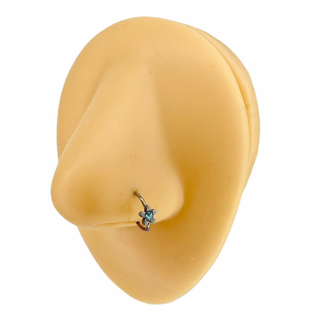 Blue Crystal Center Flower Hoop image 0