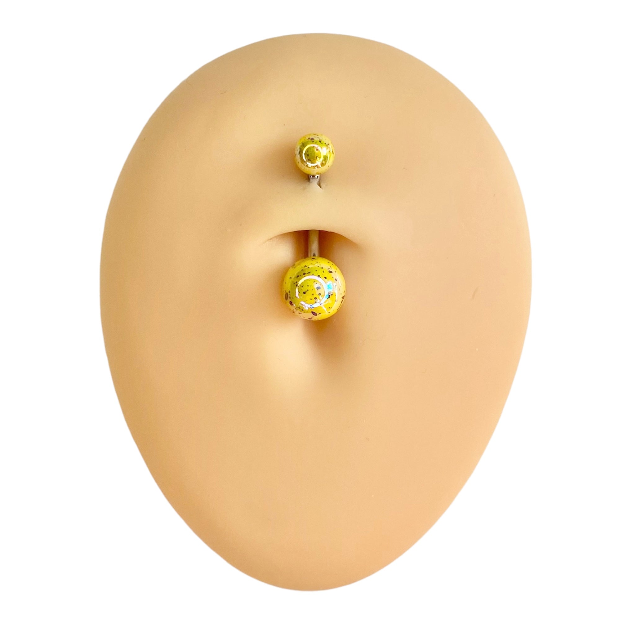 Yellow AB Coated Splash Effect Belly Bar  image 0
