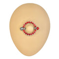 Red CZ Paved Circle Nipple Bar Shield image 0