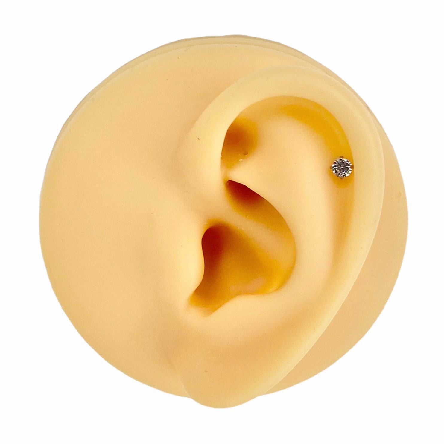 Prong Set Round CZ Flat Back Bio Flex Stud image 0