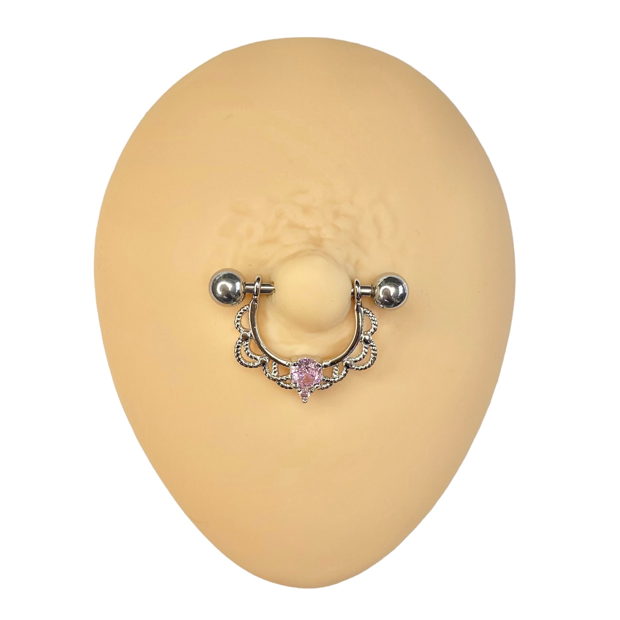 Pink Royal CZ Nipple Bar image 0