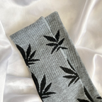 Grey & Black Weed Leaf Socks image 0