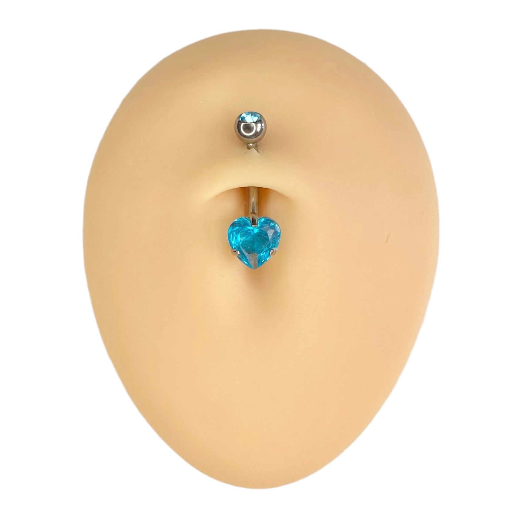 Blue Heart Cubic Zirconia Prong Belly Bar image 0