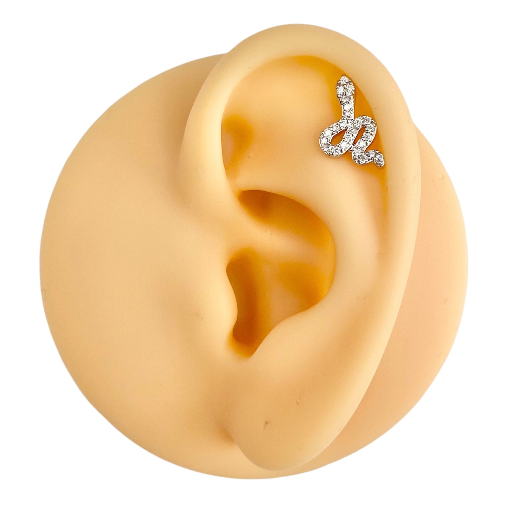 Silver CZ Paved Snake Flat Back Stud image 0