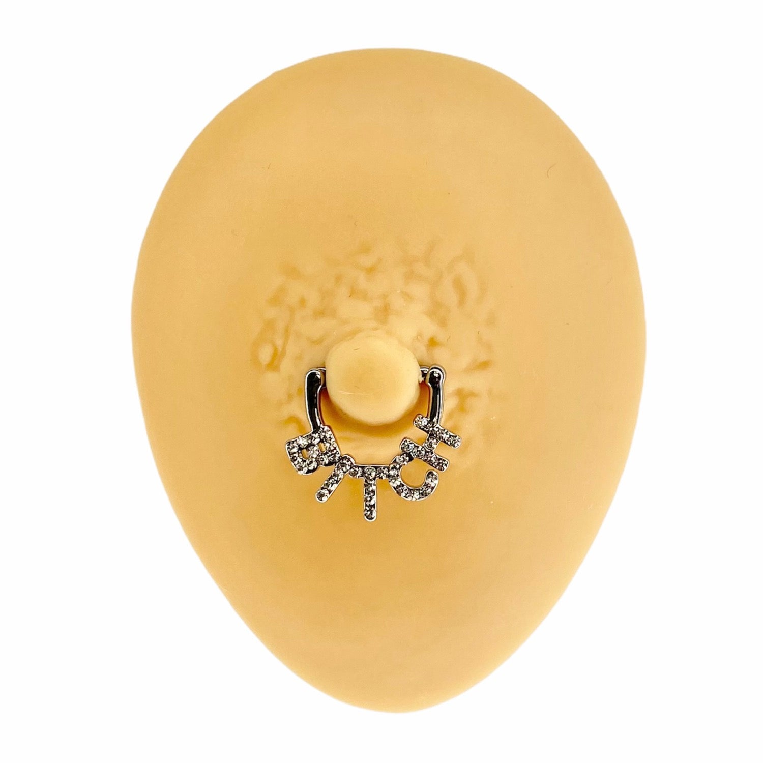 Silver Crystal Paved Bitch Nipple Clicker Bar image 0
