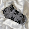 Grey & Black Weed Leaf Socks image 0