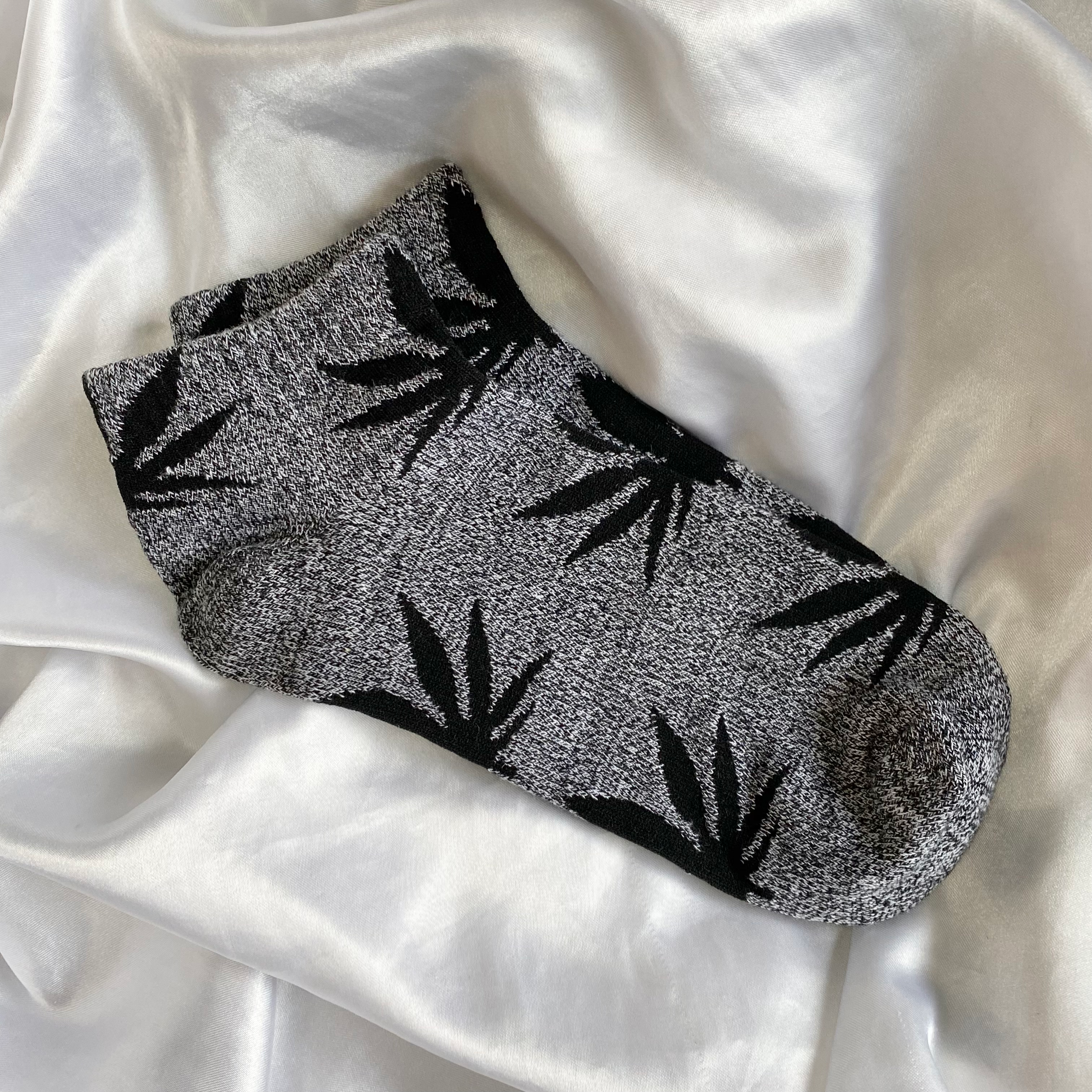 Grey & Black Weed Leaf Socks image 0