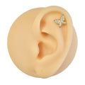Gold CZ Paved Butterfly Flat Back Stud image 0
