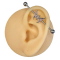 Pink Crystal Paved Butterfly Industrial Barbell  image 0