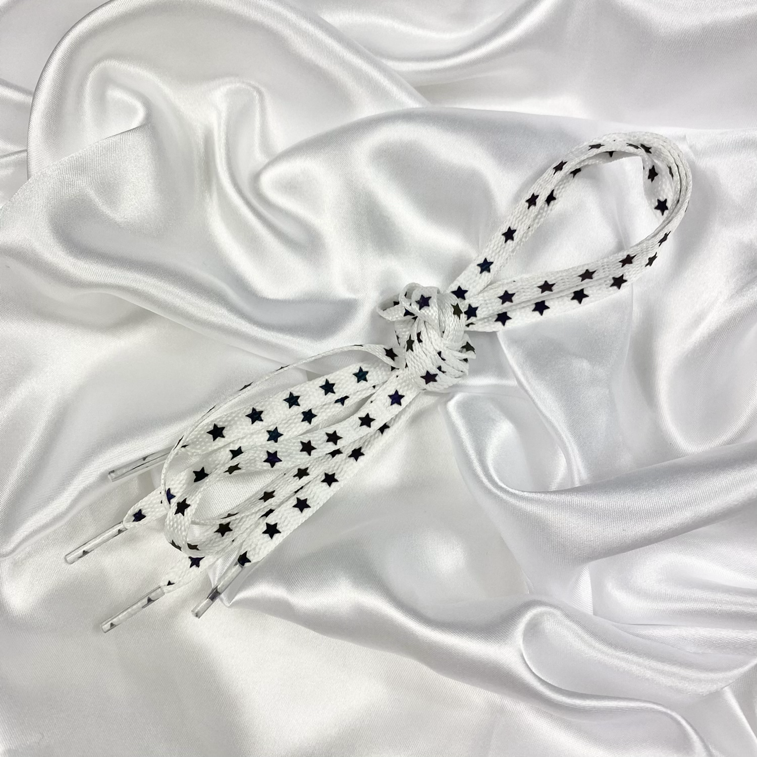 White Rainbow Reflective Star Shoe Laces image 0