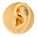 Silver Triple Crystal Flower Barbell Stud image 0