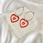 Red Groovy Heart Hoop Earrings image 0