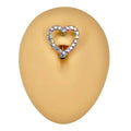 Aurora Borealis Rhinestone Paved Heart Reverse Belly Bar  image 0