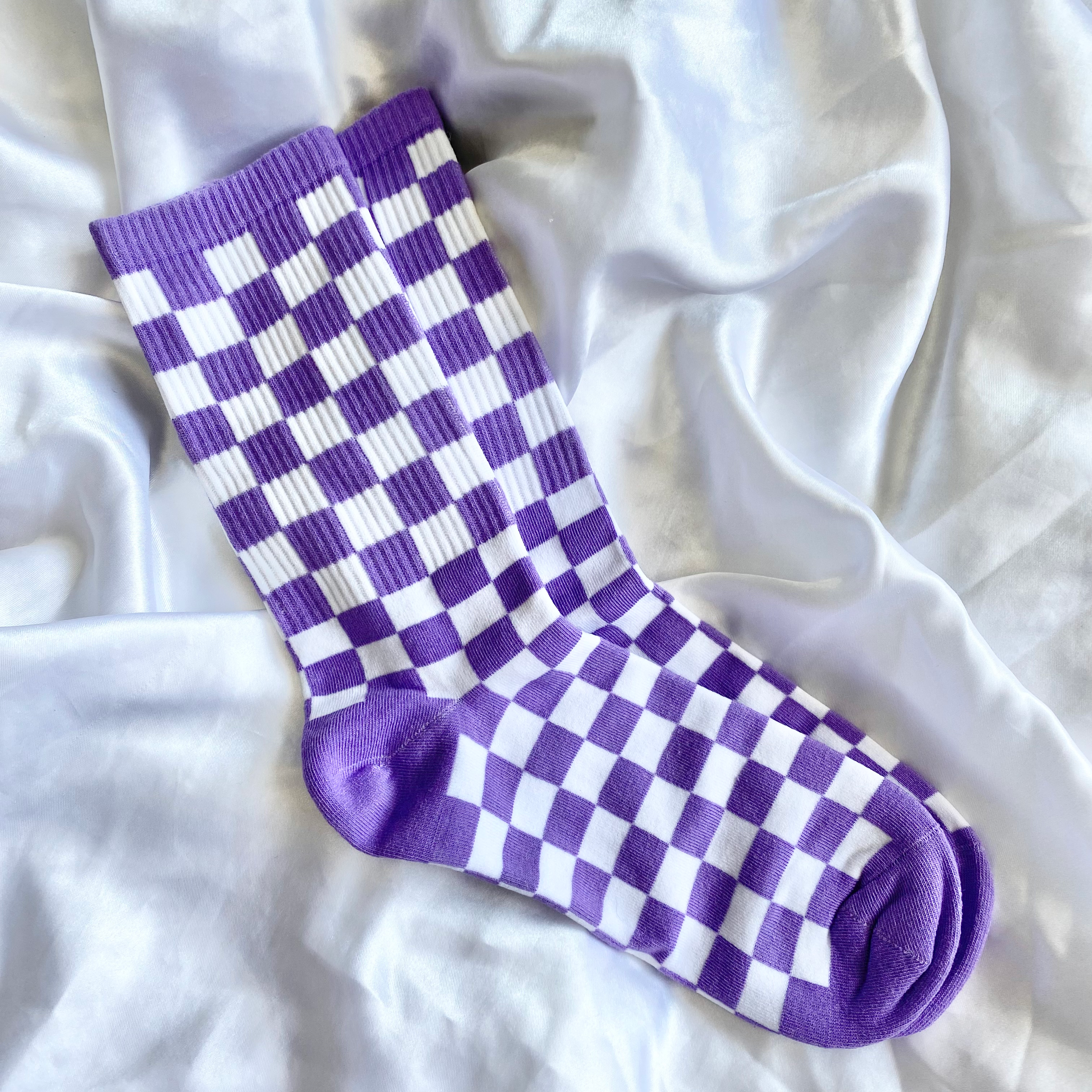 Purple Checkered Socks image 1