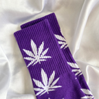 Purple & White Weed Leaf Socks image 0