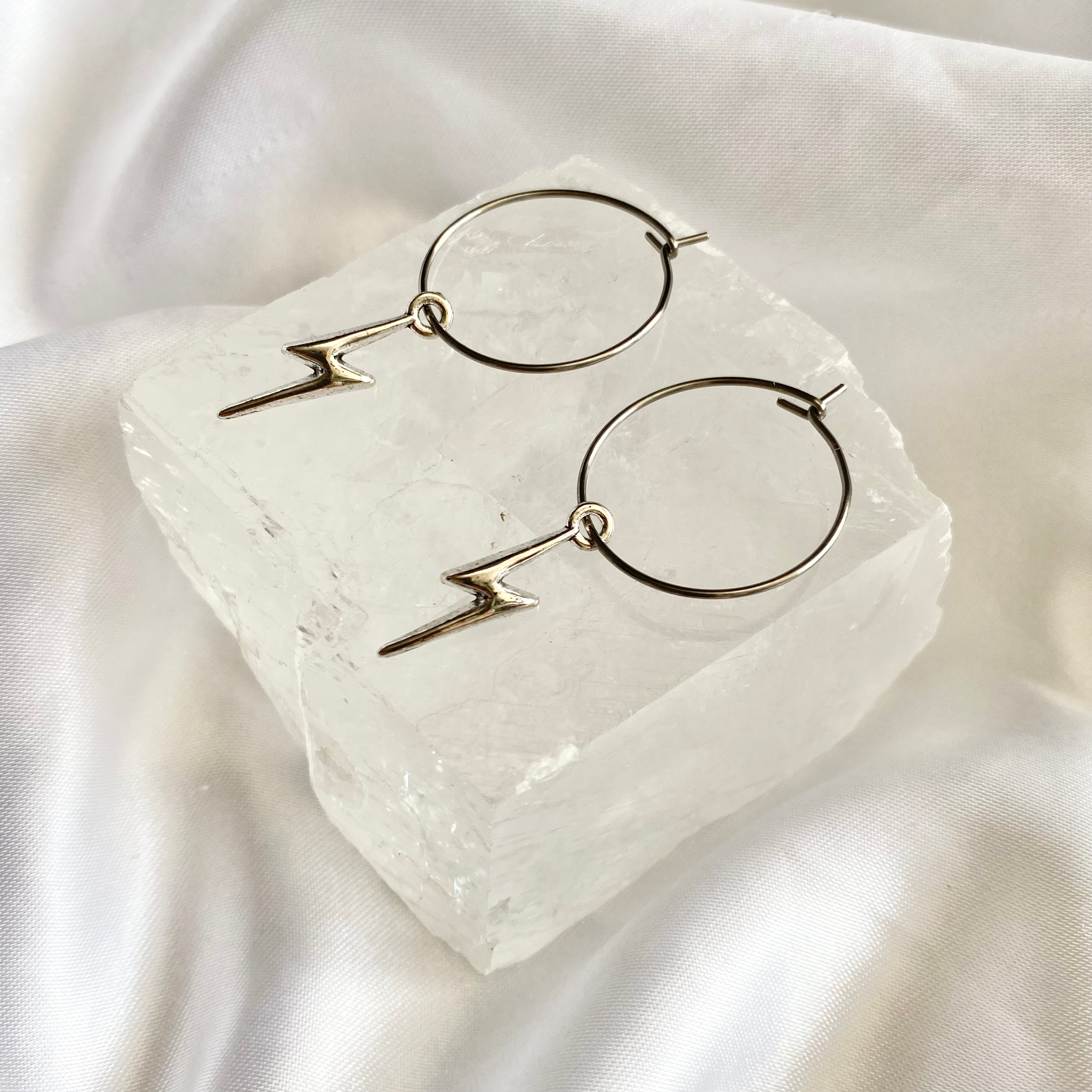 Lightning Bolt Hoop Earrings image 0