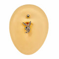 Gold Black Eye CZ Playboy Belly Bar  image 0