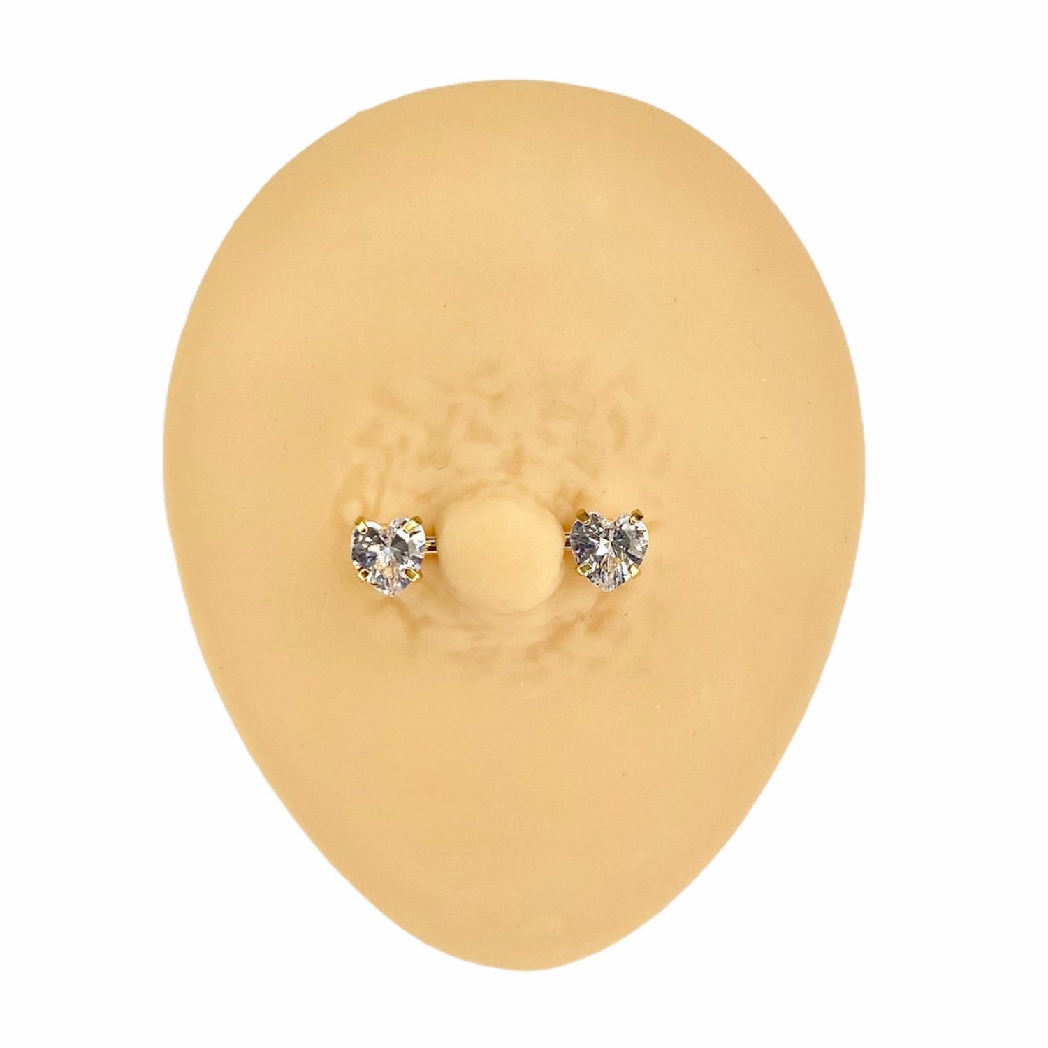 Gold Cubic Zirconia Heart Nipple Bar image 0