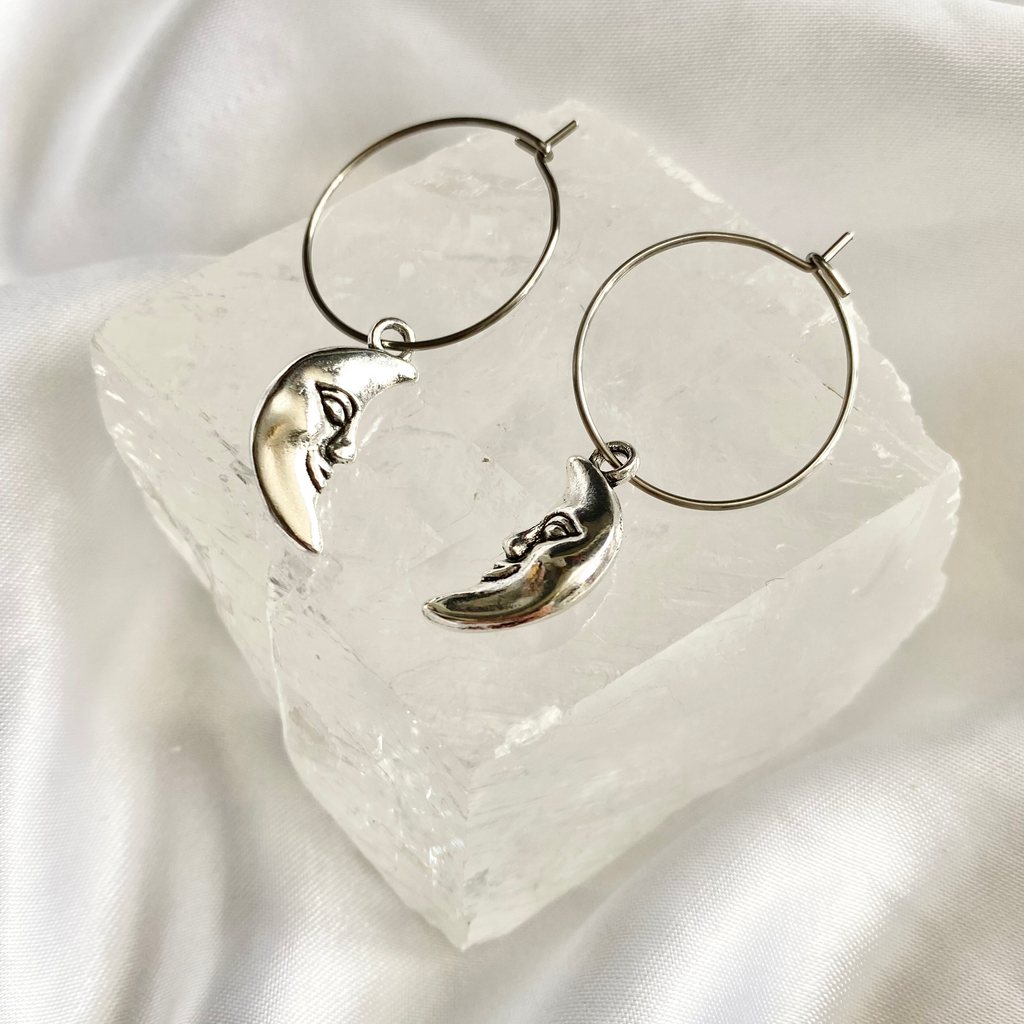 Half Moon Face Hoop Earrings image 0