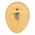 Silver Red Eye CZ Playboy Belly Bar  image 0
