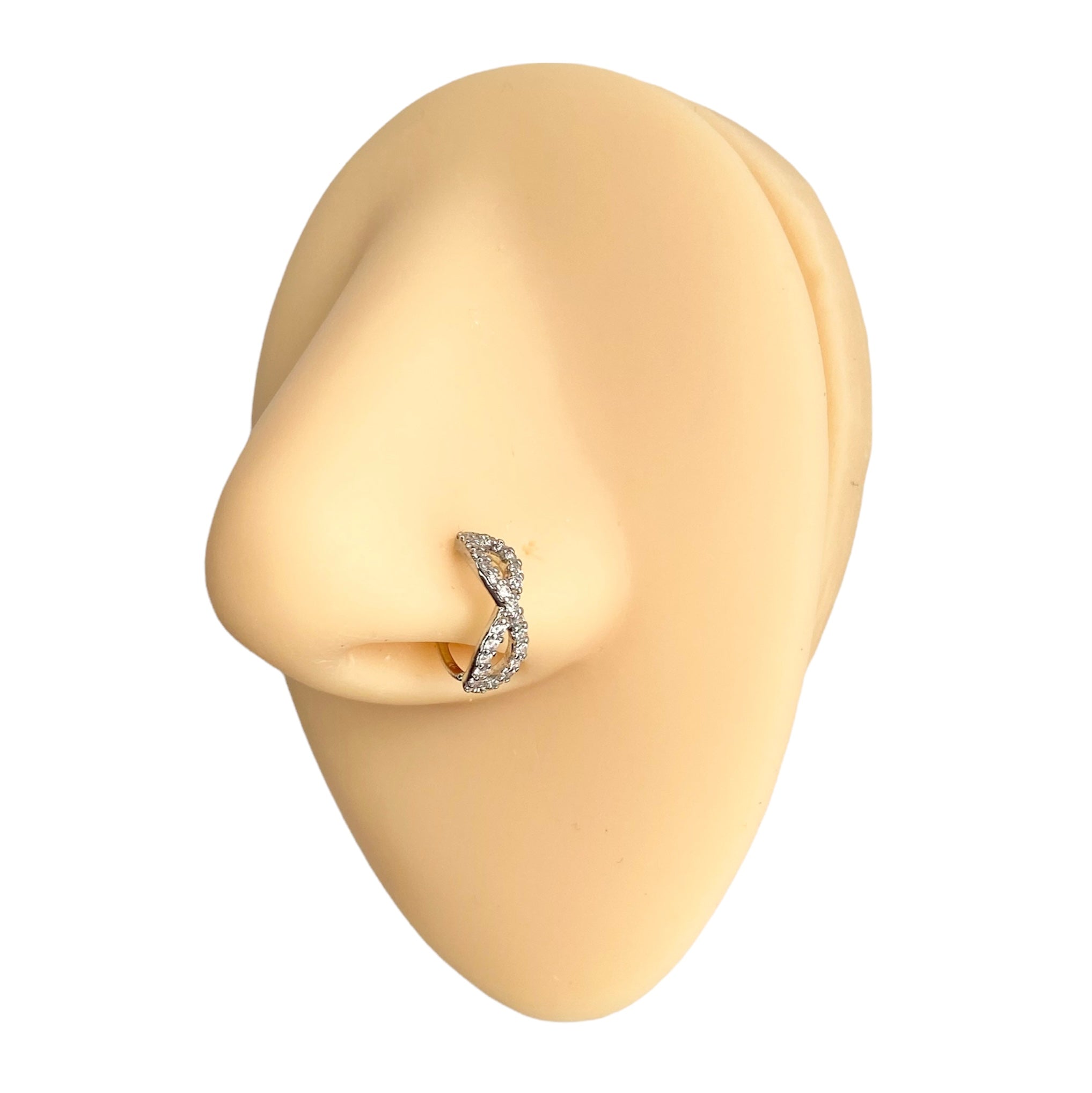 Silver CZ Paved Infinity Nose Hoop image 0