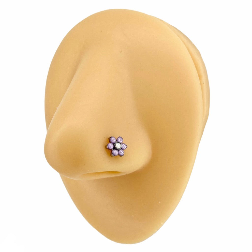 Purple Illuminating Flower Nose Stud image 0