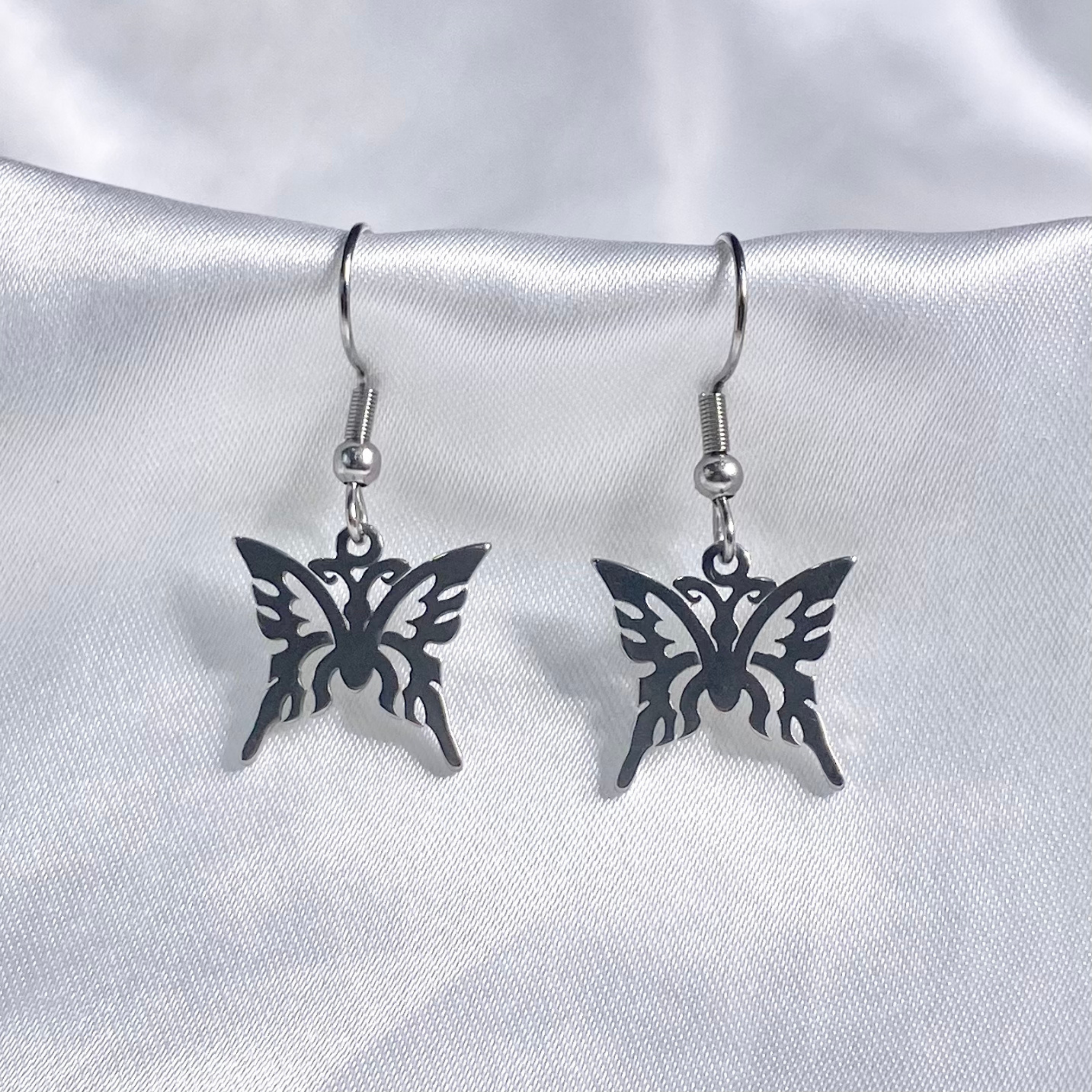 Silver Tribal Butterfly Earrings image 0