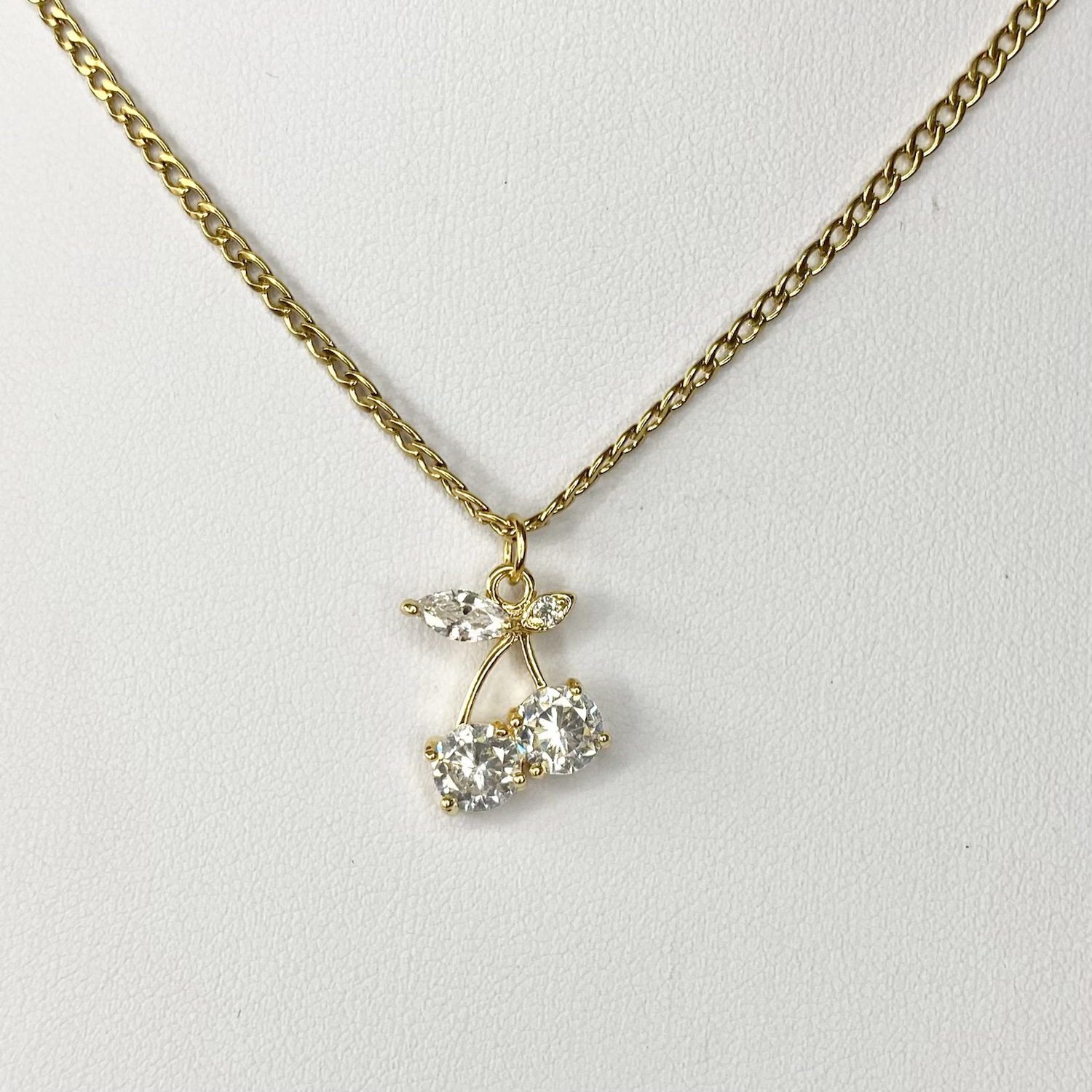 Gold CZ Bling Cherry Necklace image 0