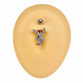 Silver Blue Eye CZ Playboy Belly Bar  image 0
