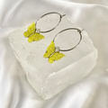 Yellow Glitter Butterfly Hoop Earrings image 0