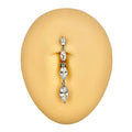 Silver 4 CZ Marquise Reverse Belly Bar  image 0