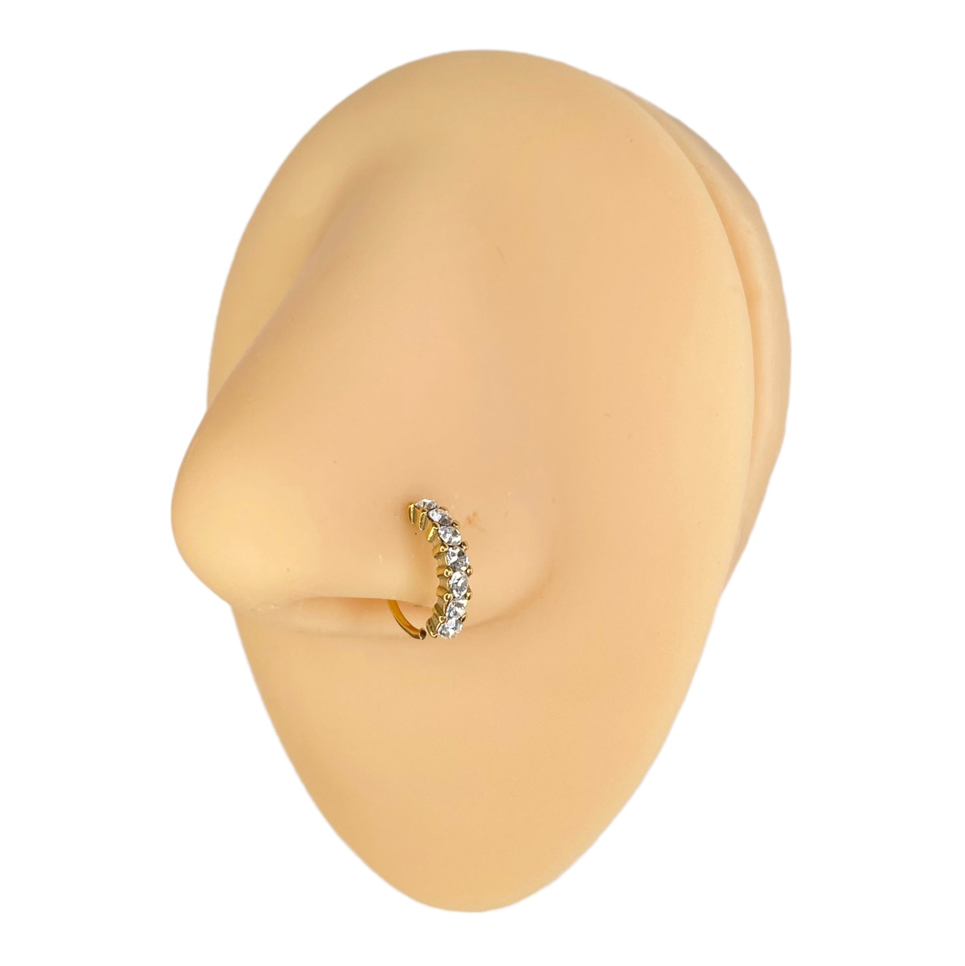 Gold 7 Crystal Gem Nose Hoop image 0