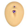 Purple Double CZ Heart Belly Bar  image 0