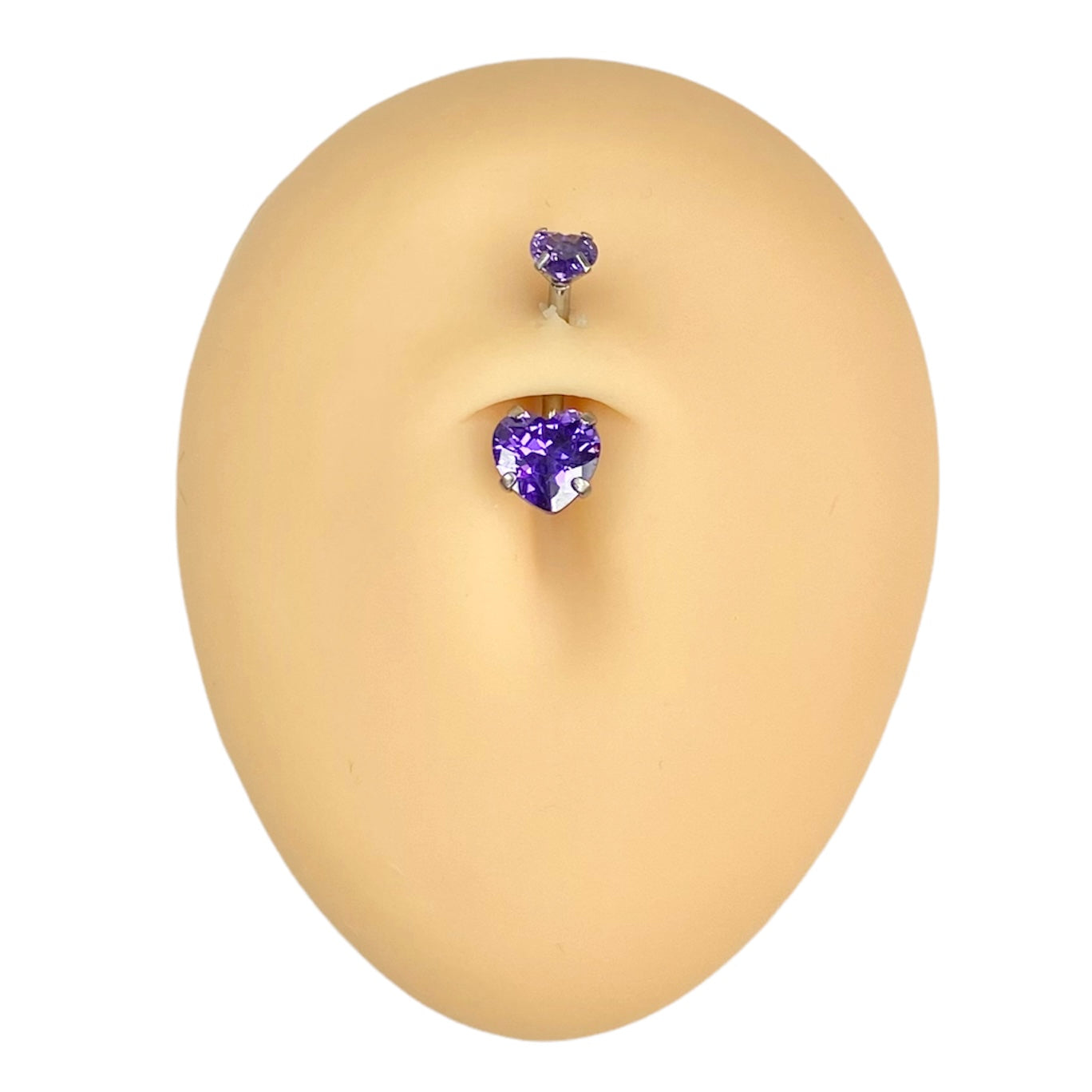 Purple Double CZ Heart Belly Bar  image 0
