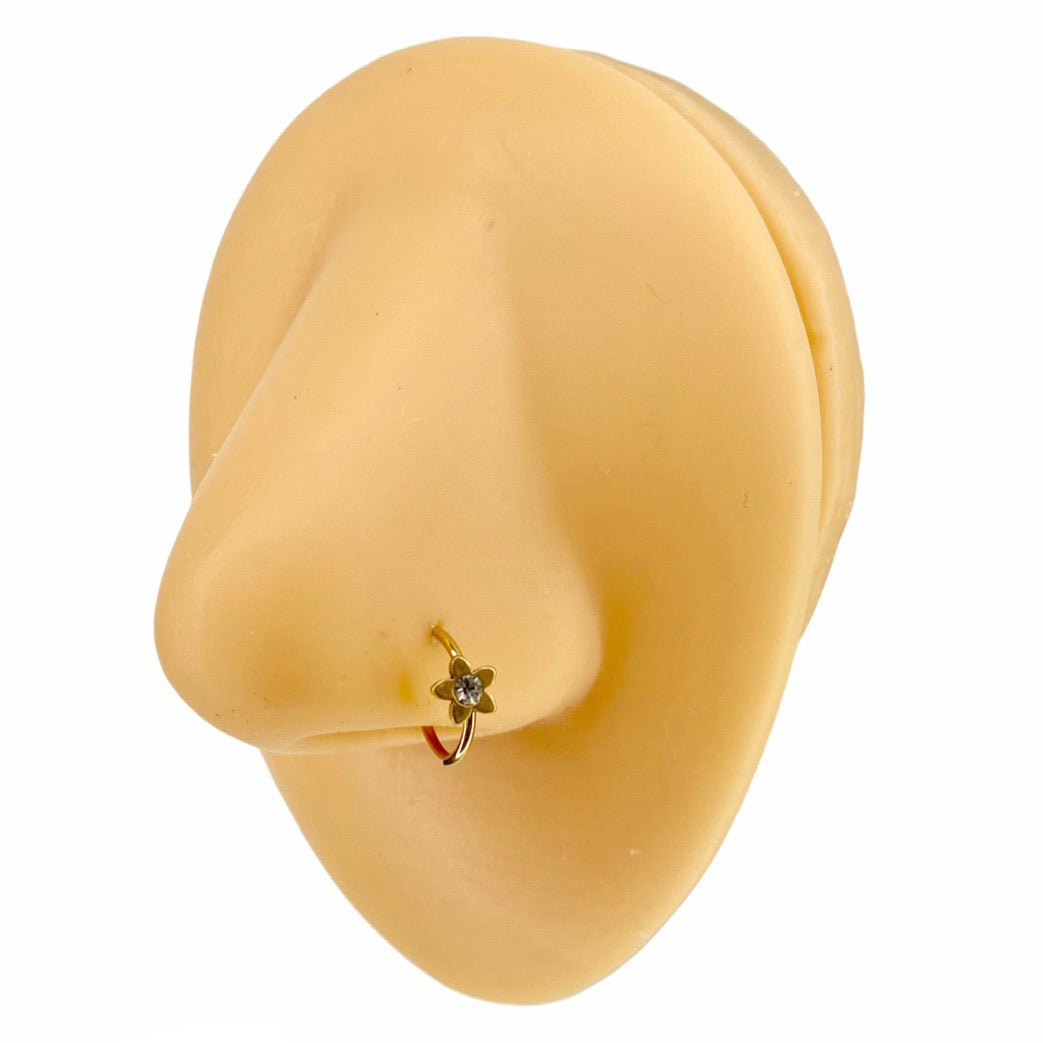 Gold Clear Crystal Center Flower Hoop image 0