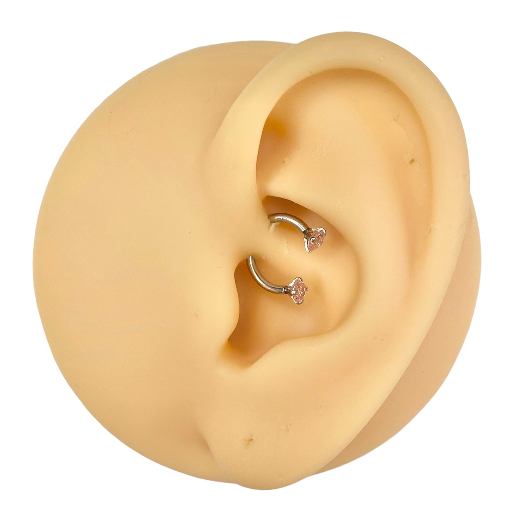 Pink CZ Prong Ends Horseshoe Hoop  image 0