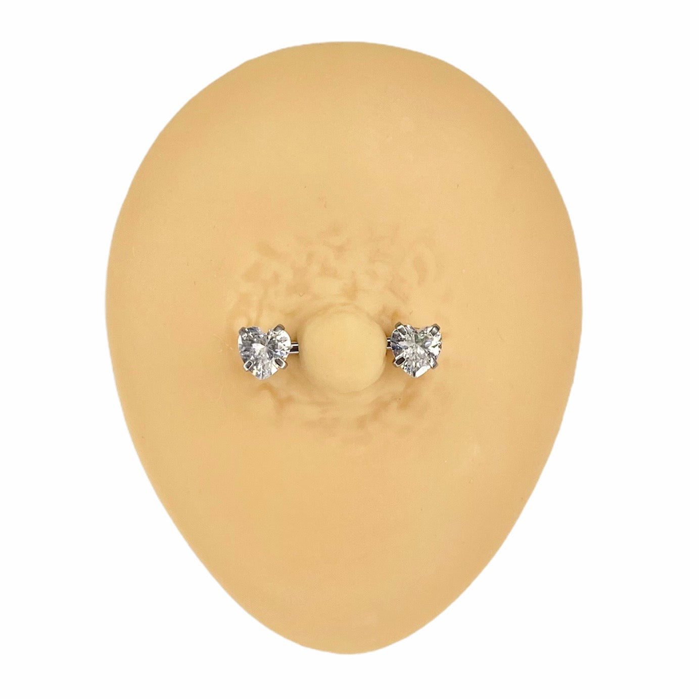 Silver Cubic Zirconia Heart Nipple Bar image 0