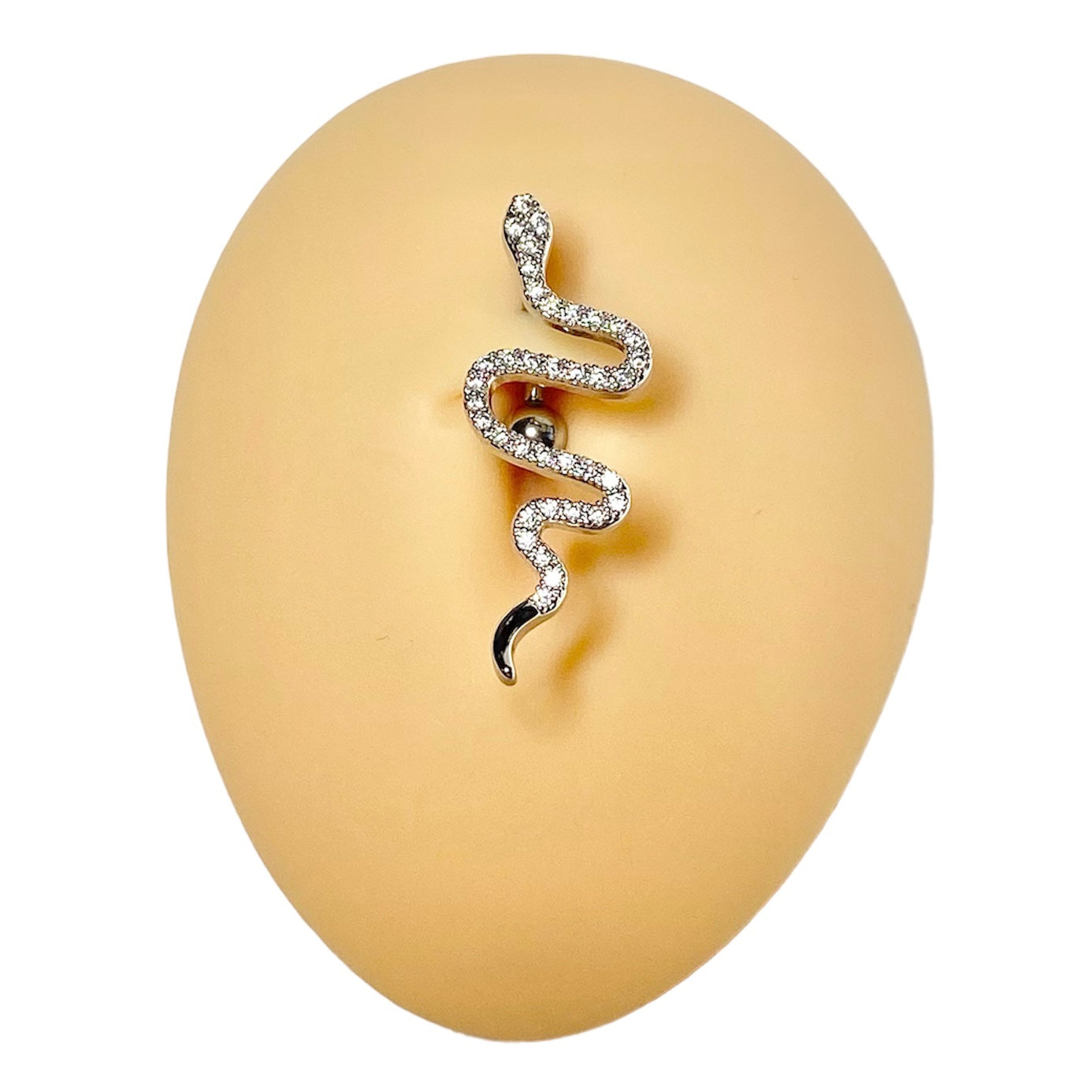 Silver CZ Snake Reverse Belly Bar  image 0