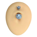 Silver Round Bling CZ Paved Outline Double Tier Belly Bar  image 0
