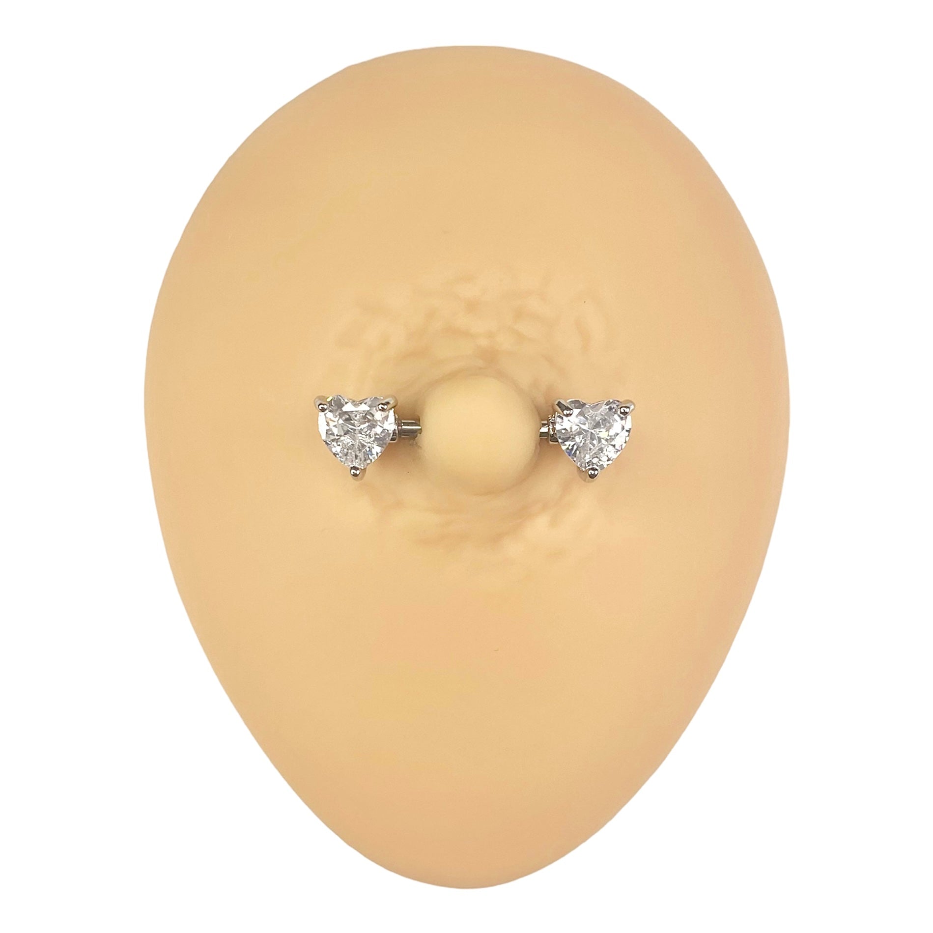 Silver CZ Heart Nipple Bar image 0