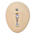 Silver CZ Tear Drop Dangle Belly Bar  image 0