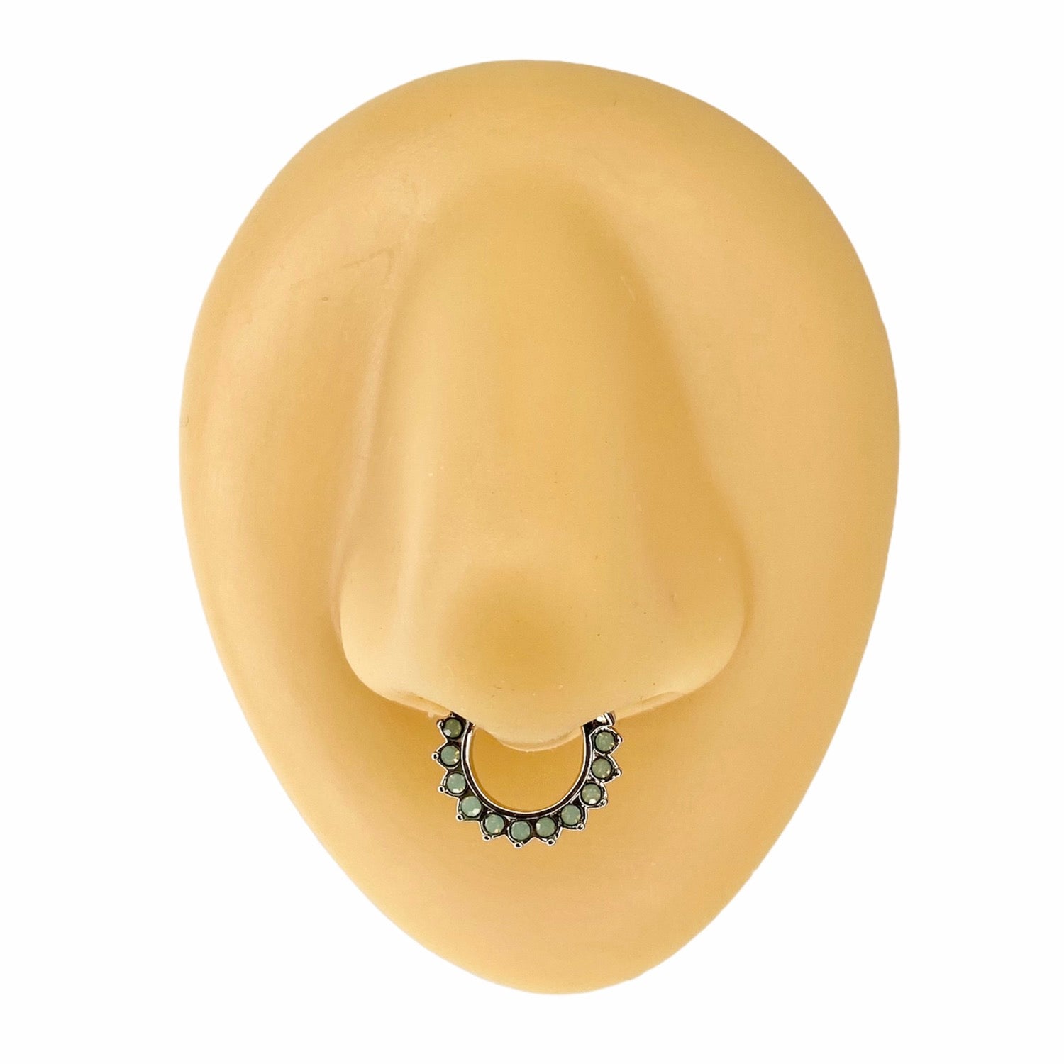 Green Opalites Paved Septum Clicker Hoop  image 0