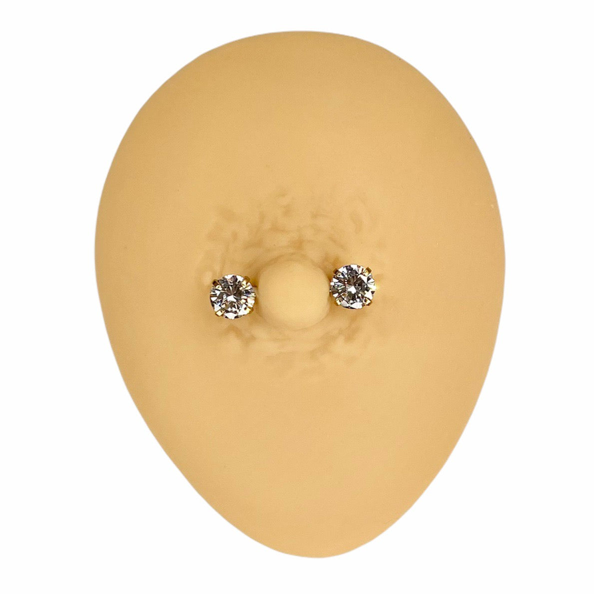 Gold Cubic Zirconia Prong Nipple Bar image 0