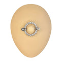 Silver CZ Paved Circle Nipple Bar Shield image 0