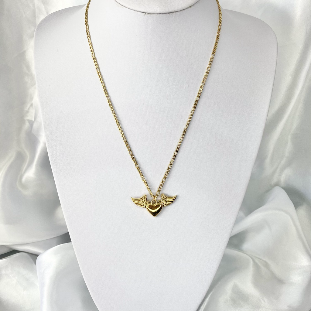 Gold Winged Heart Necklace image 1