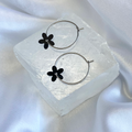 Black Sequin Flower Hoop Earrings image 0