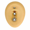 Clear White Illuminating Tribal Sun Dangle Belly Bar  image 0