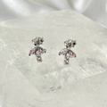 Silver Pink CZ Mini Mushroom Stud Earrings image 0