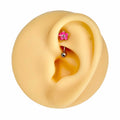 Pink Opal Glitter Flower CZ Center Curved Barbell image 0