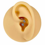 Blue CZ Paved Flower Ends Horseshoe Hoop  image 1
